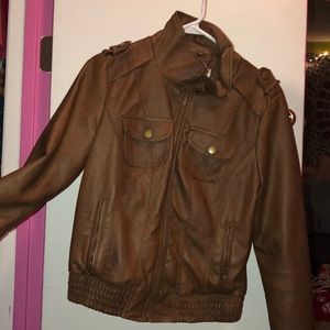 LA Hearts Brown Leather Jacket